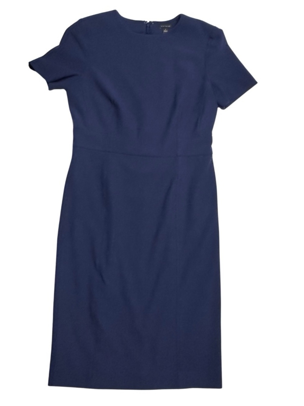 Ann Taylor Navy Short-Sleeve Midi Sheath Dress